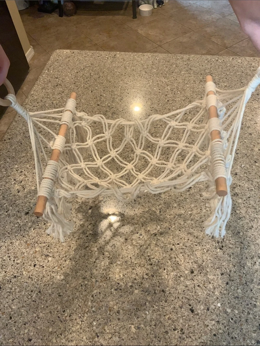 Mini Cream Macramé Hammock For Fruit Veggies Toys